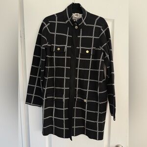 Anne Klein Black and White Sweater Coat Sz L